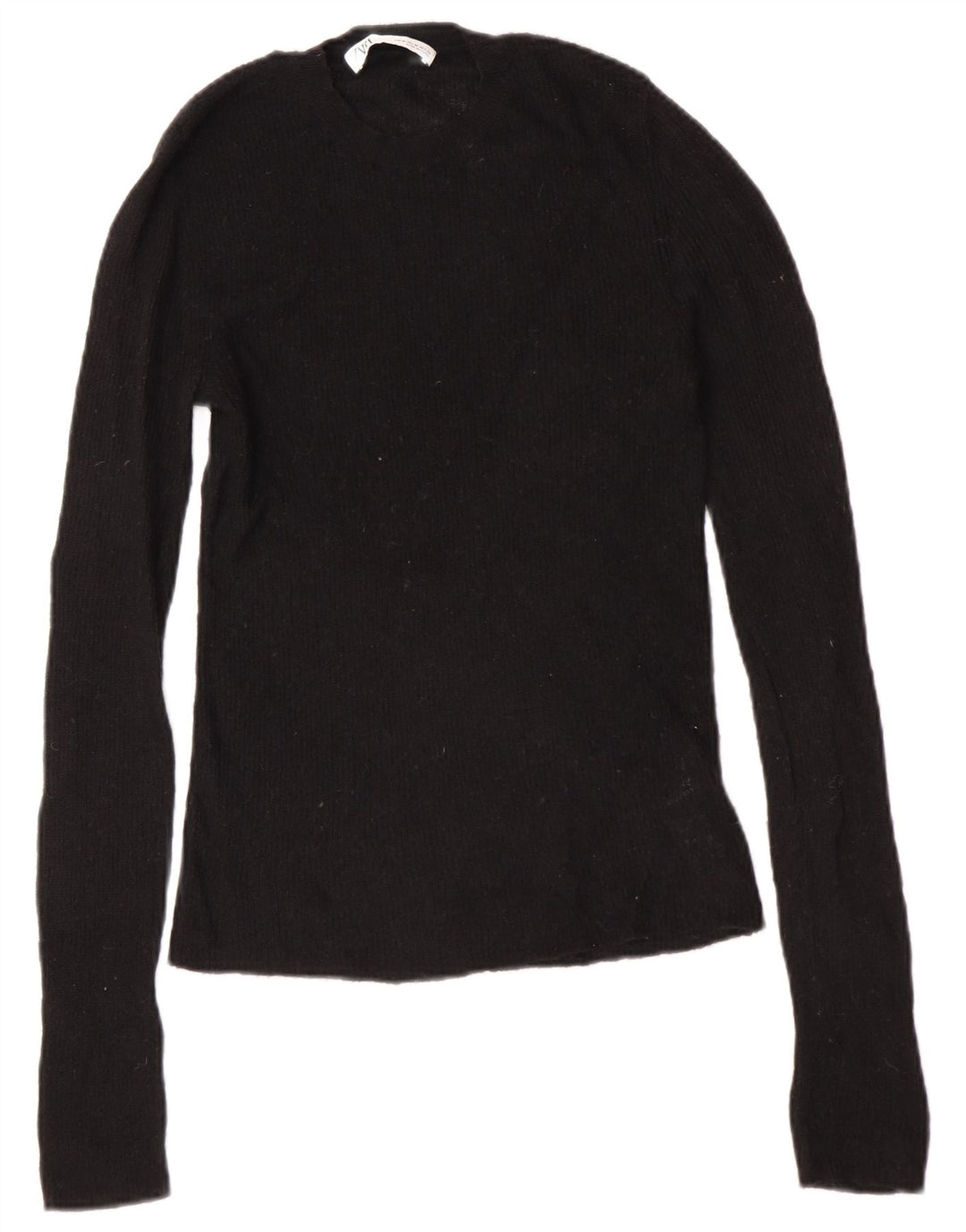 Zara Womens Crew Neck Jumper Sweater UK 12 Medium Black Polyamide