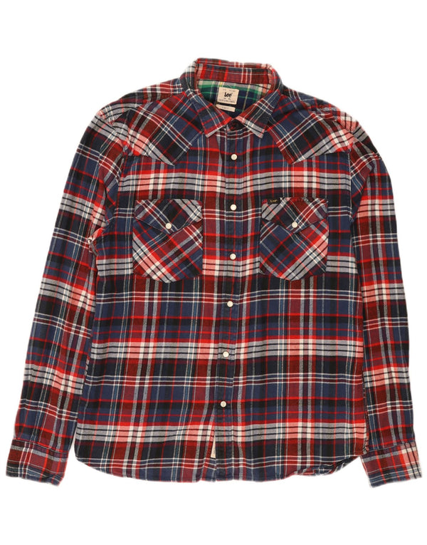 Lee Herren Slim Fit Flanellhemd XL Blau karierte Baumwolle