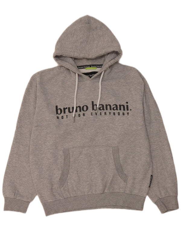 Bruno Banani Felpa con cappuccio grafica da uomo con vestibilità regolare, maglione XL, cotone grigio