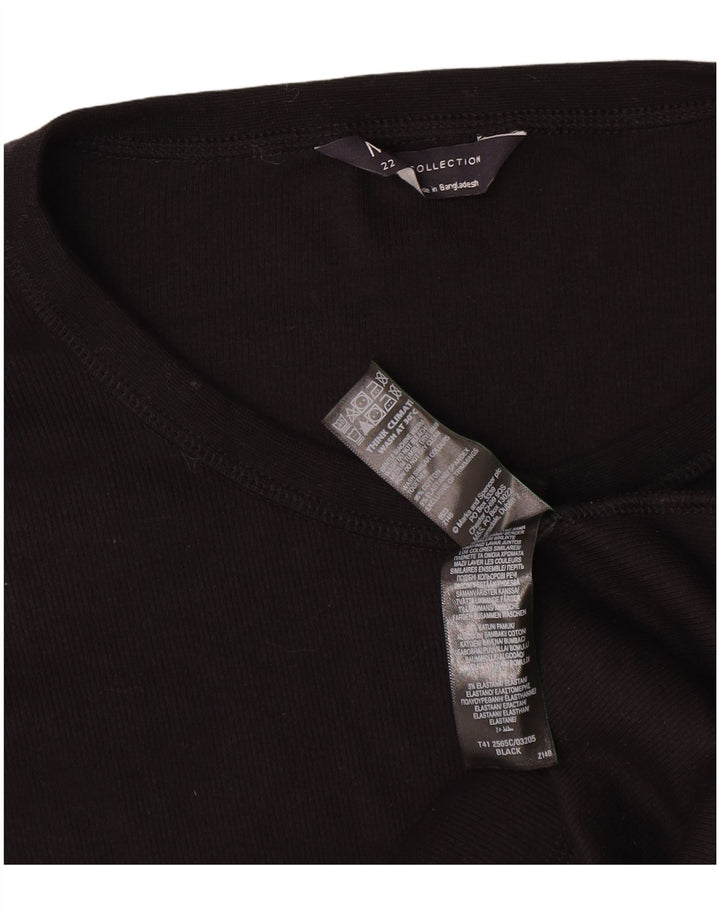 Marks & Spencer Womens Top Long Sleeve UK 22 3XL Black Cotton