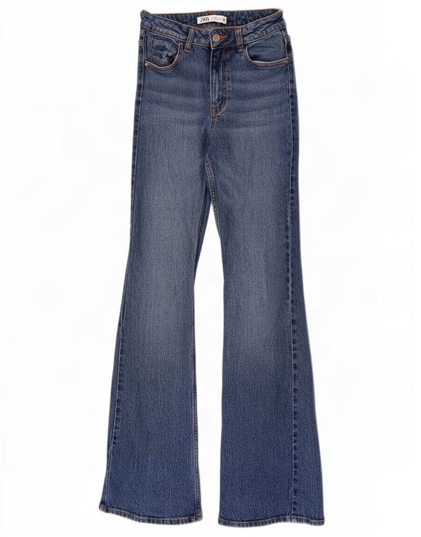 Zara Damen Schlagjeans EU 34 2XS W24 L34 Blaue Baumwolle