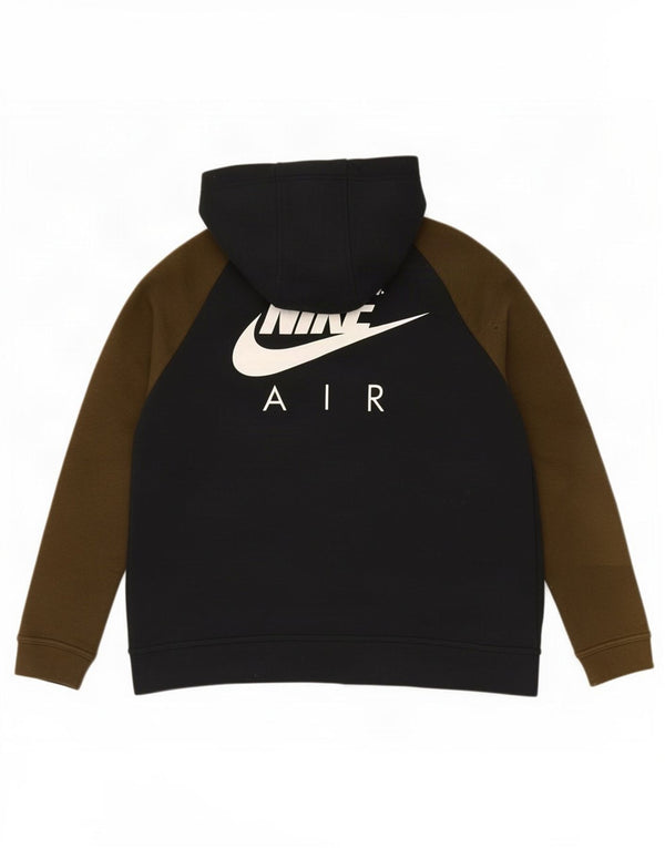 Nike Sweat à capuche zippé graphique en coton color block noir moyen pour homme