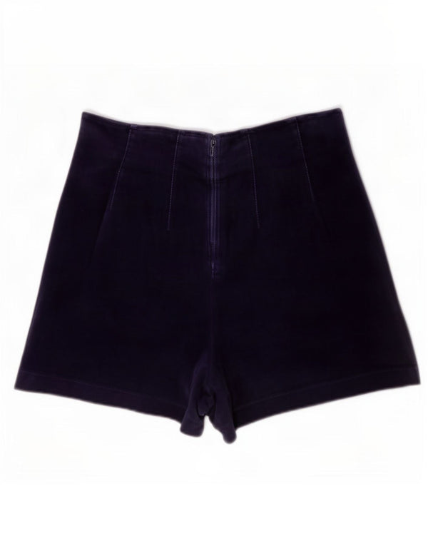 Benetton Womens Velvet Casual Shorts IT 42 Medium W28 Marineblå Bomuld