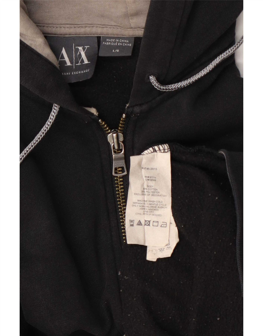 Maglione con cappuccio e zip da uomo Armani grande in cotone nero