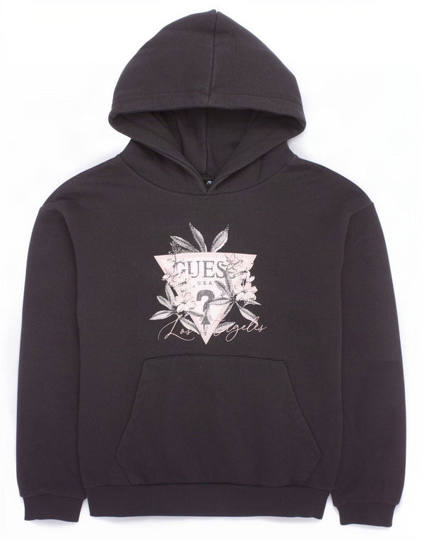 Guess Girls Graphic kapucnis pulóver 9-10 éves fekete pamut