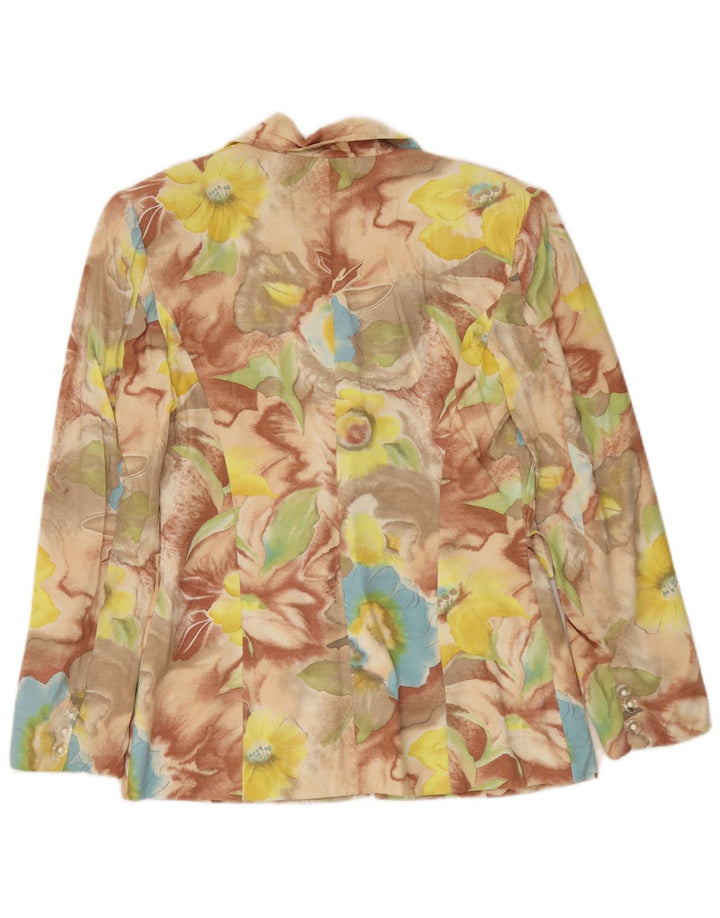 Giacca blazer vintage da donna a 4 bottoni UK 10 piccolo floreale multicolore