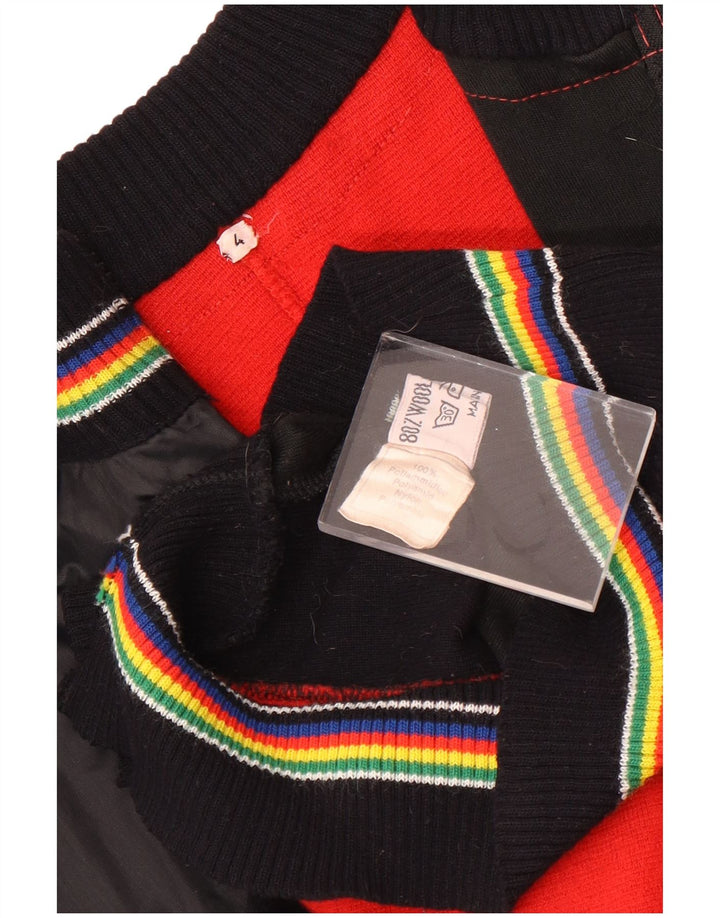 Vintage Womens Bomber Jacket UK 14 Large Black Colourblock Wool
