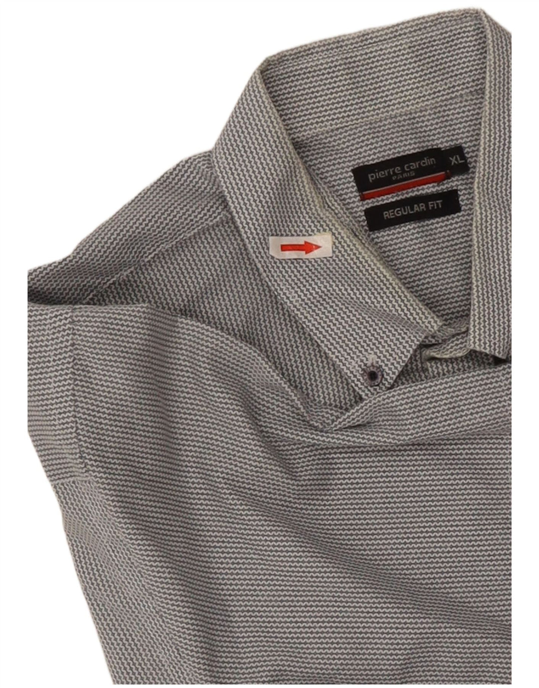 Pierre Cardin Mens Short Sleeve Regular Fit Shirt XL Grey Chevron Polyester