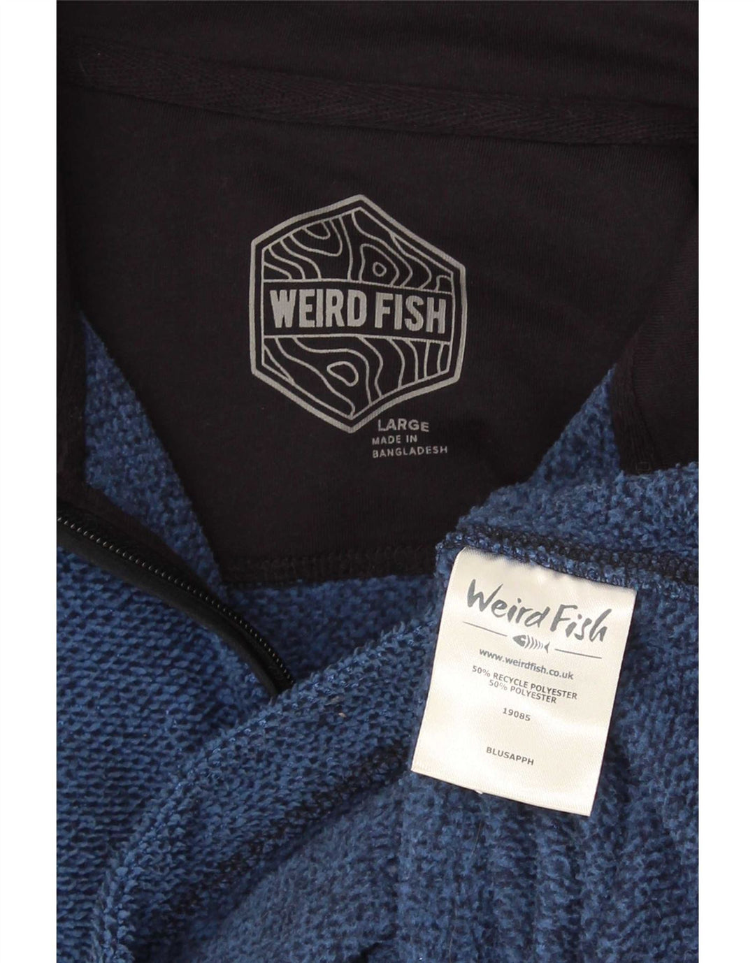 Weird Fish Mens Zip Neck Fleece Jumper Grande Poliéster Azul