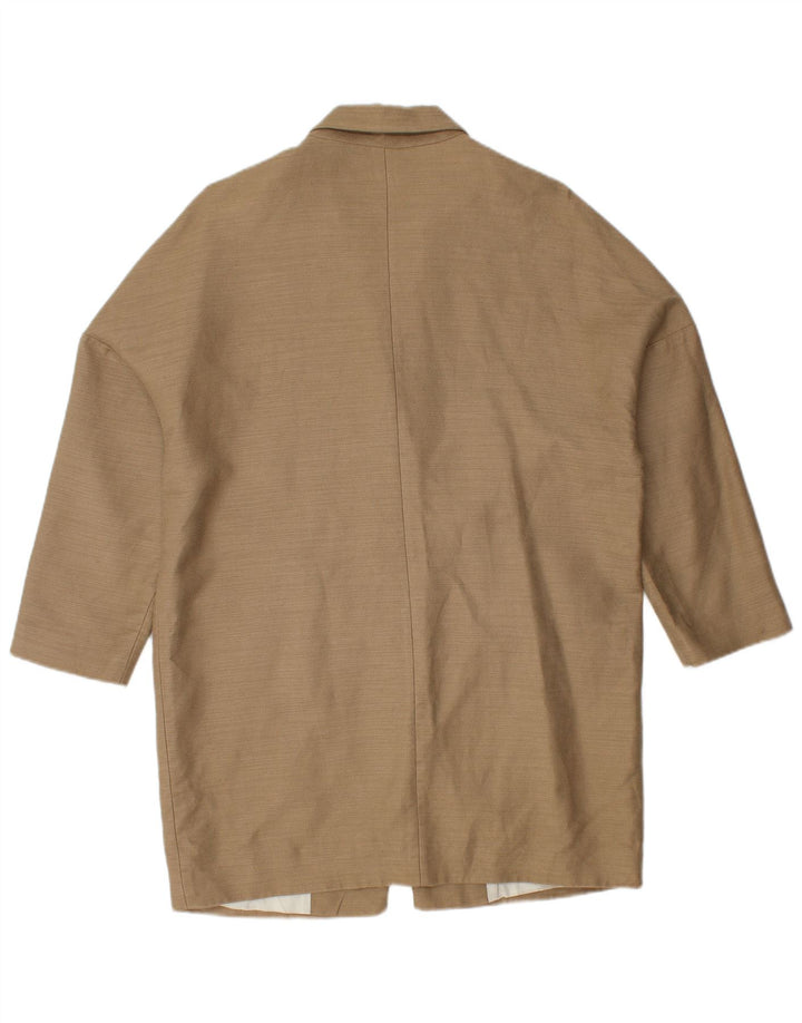 BENETTON Womens Oversized Overcoat UK 10 Small Beige Cotton