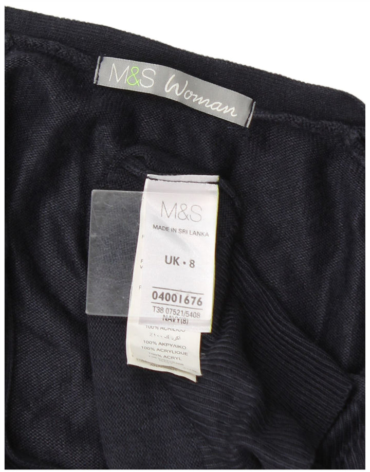 Marks & Spencer Womens Cardigan Sweater UK 8 Small Navy Blue Acrylic