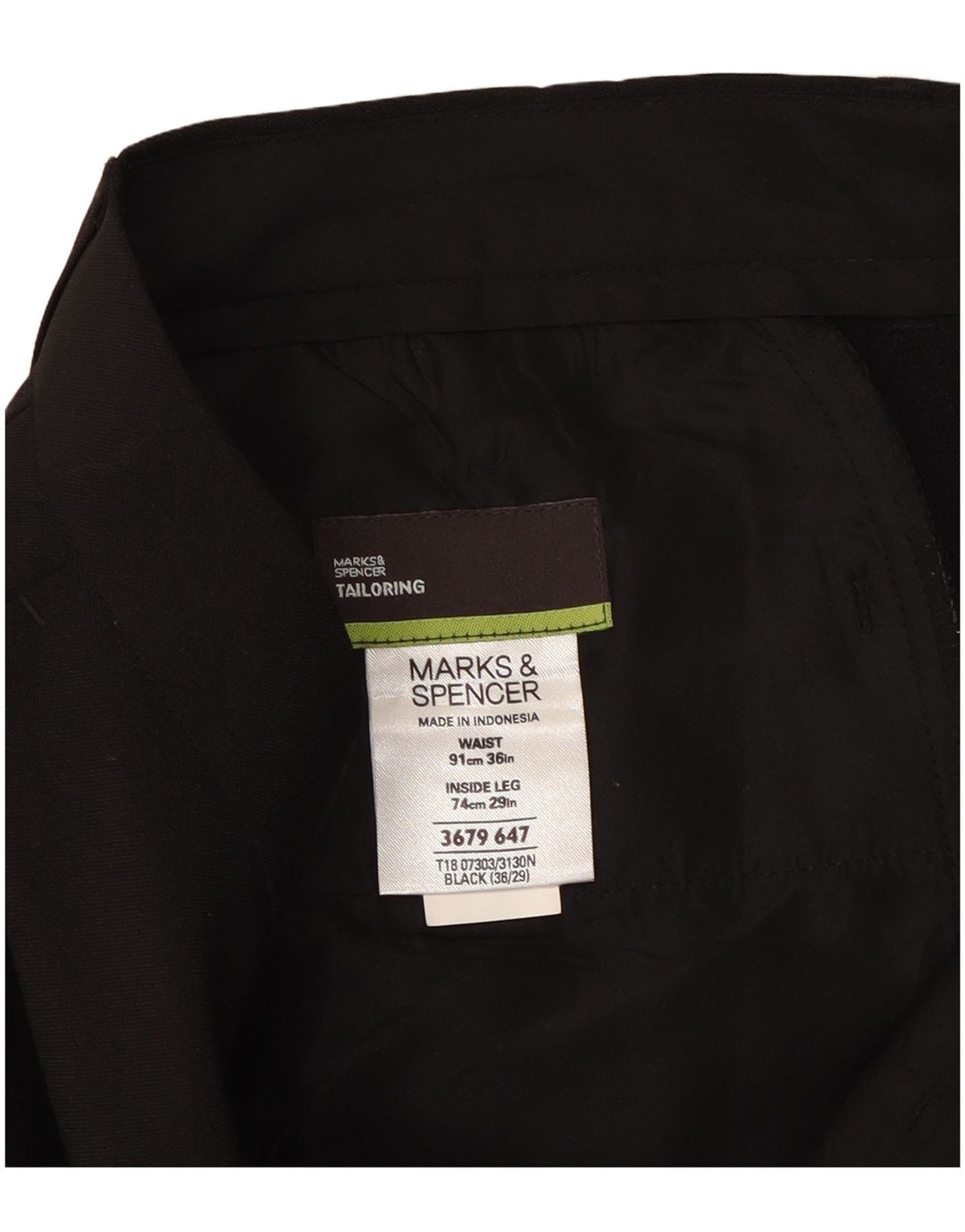 Marks & Spencer Mens Straight Chino Trousers W36 L29 Black Polyester