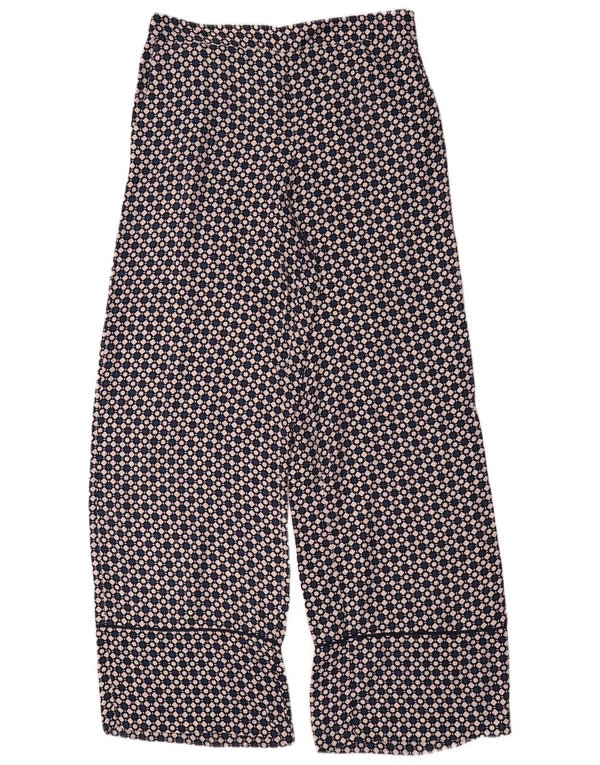 Zara Pantalon large taille haute pour femme Medium W28 L32 Bleu géométrique