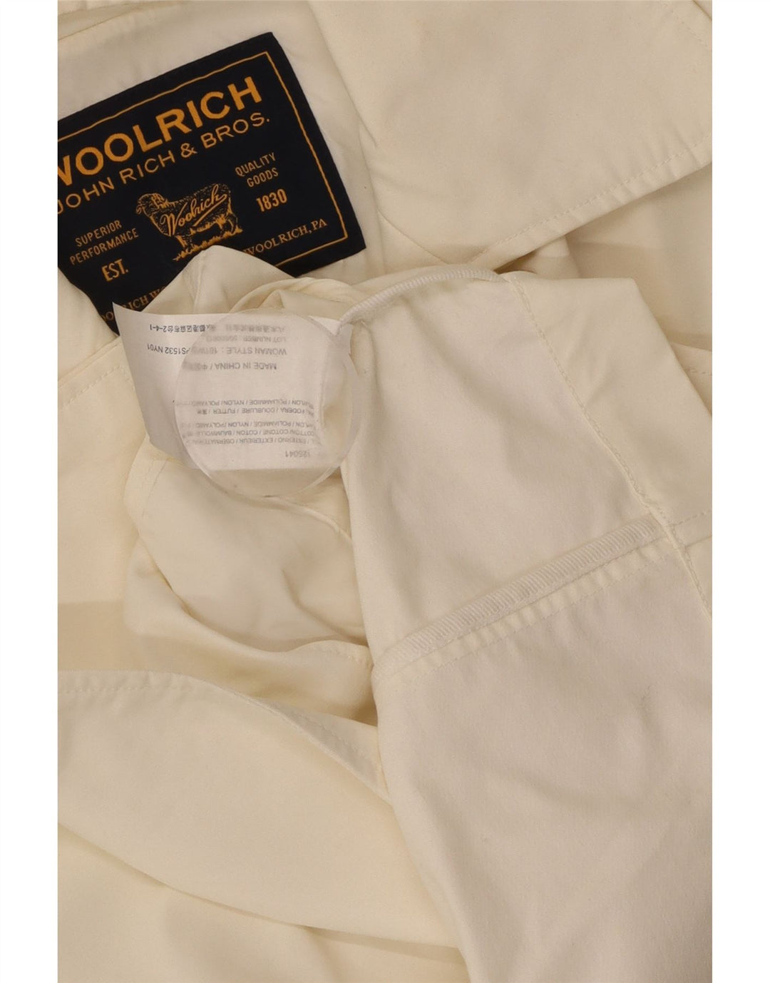 WOOLRICH Womens Short Pea Coat UK 6 XS Off White Cotton
