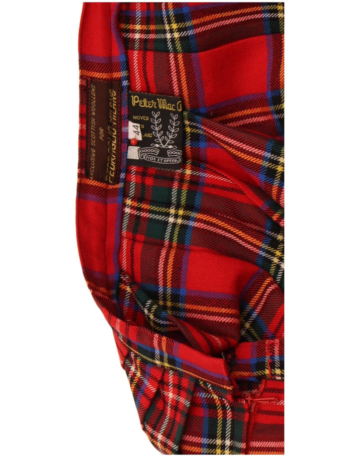 Vintage Womens Mini Pleated Skirt IT 44 Medium W26 Red Check New Wool