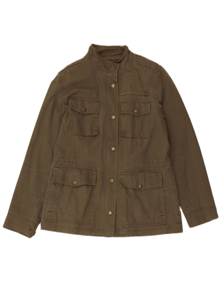 TIMBERLAND Womens Military Jacket UK 12 Medium Khaki Cotton