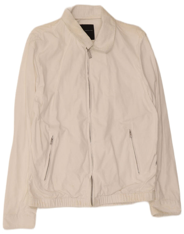 Sergio Tacchini Chaqueta Bomber para Hombre UK 40 Grande Algodón Blanco