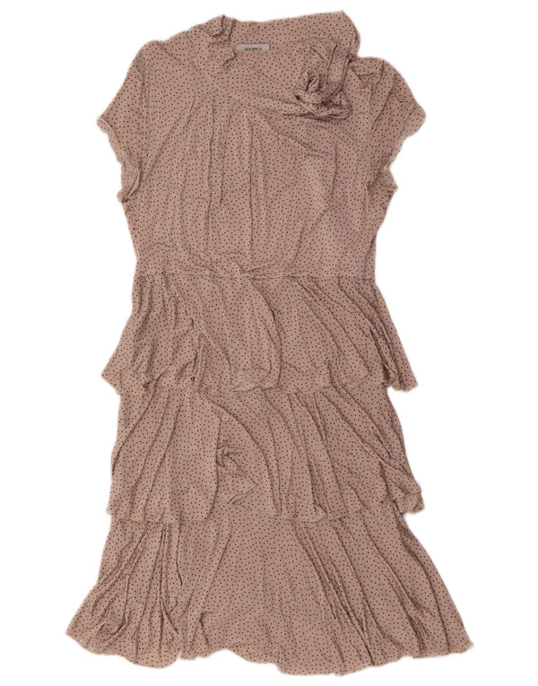 Max & Co. Robe à volants pour femme UK 44 Large Viscose à pois beige