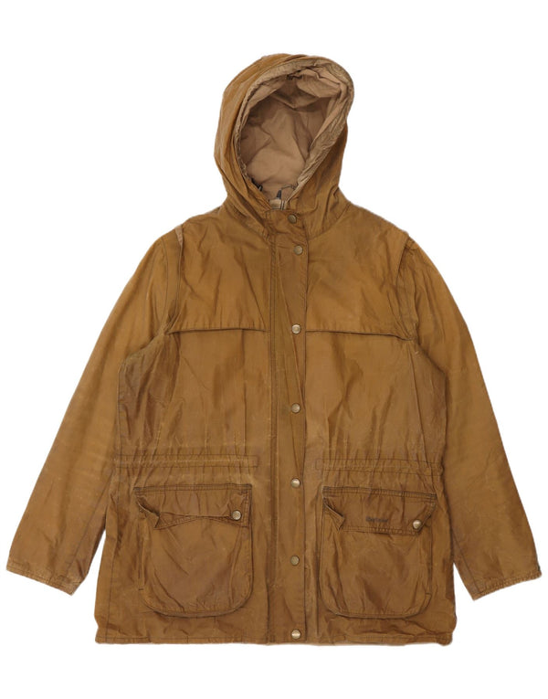 Barbour Womens Hooded Waxed Cotton Jacket UK 14 Large Brown