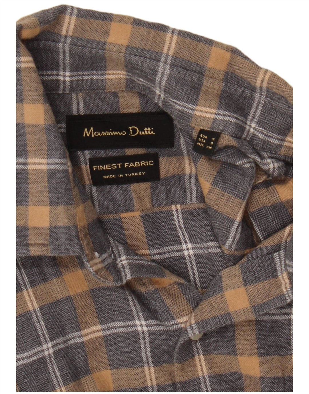 Massimo Dutti Mens Flannel Shirt Small Grey Check