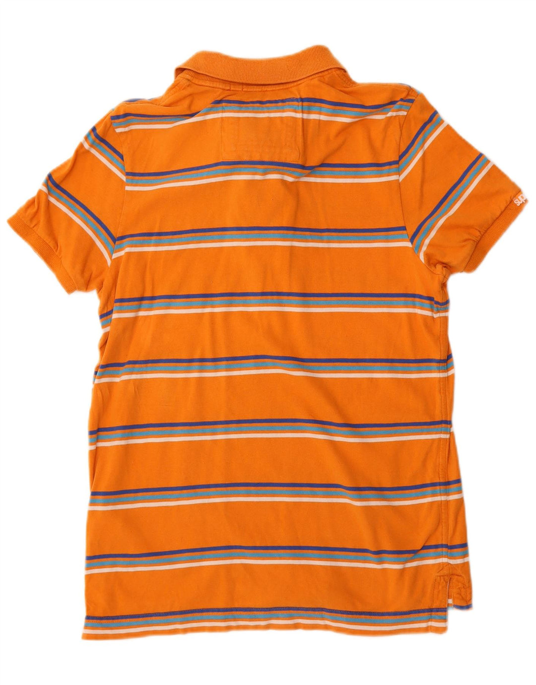 Superdry Mens Graphic Polo Shirt Medium Orange Striped Cotton