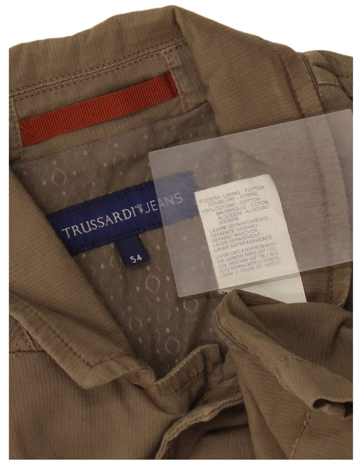 Trussardi Jeans Mens Utility Jacket IT 54 2XL Beige Cotton