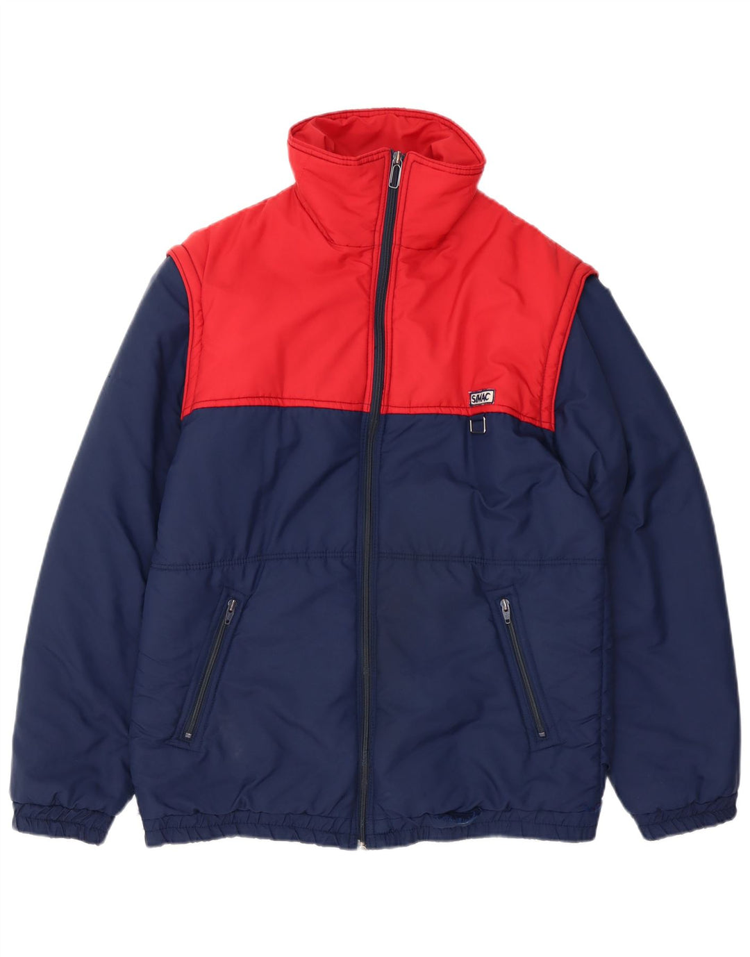 VINTAGE Mens Padded Jacket UK 38 Medium Navy Blue Colourblock Polyamide