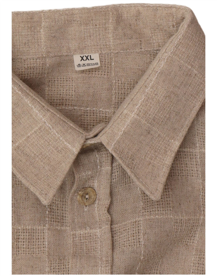 VINTAGE Mens Shirt 2XL Beige Check