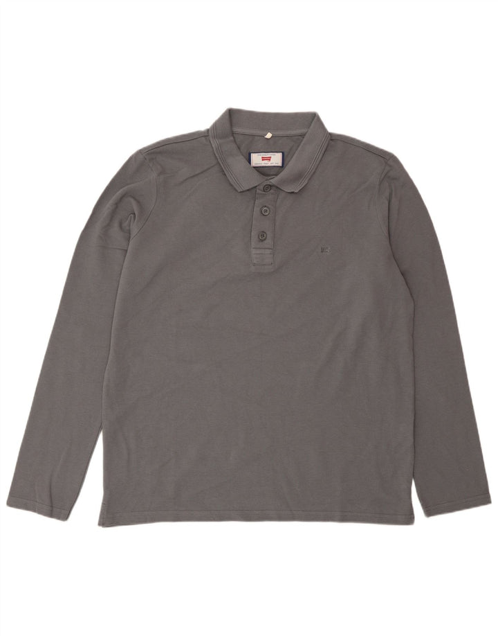 Carrera Mens Long Sleeve Regular Fit Polo Shirt Large Grey Cotton