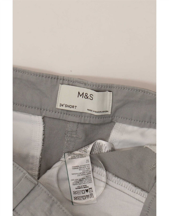 Marks & Spencer Mens Chino Shorts W34 Large Grey Cotton