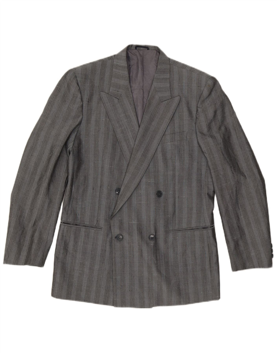 Vintage Mens Double Breasted Blazer Jacket IT 48 Medium Grey Striped