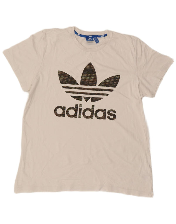 Adidas Hombre Camiseta Gráfica Top XL Algodón Blanco