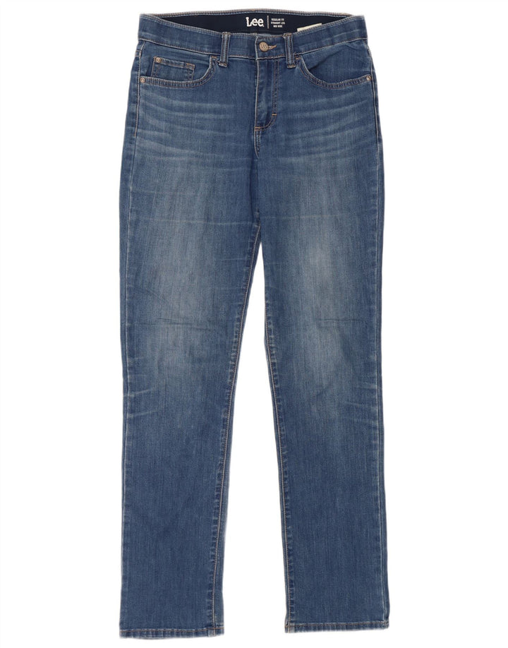 Lee Womens Mid Rise Regular Fit Straight Jeans W29 L33 Blue Cotton