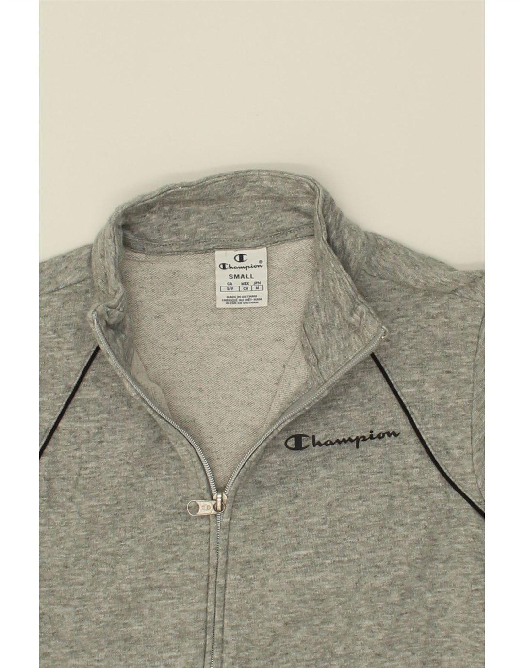 CHAMPION Womens Graphic Tracksuit Top Jacket UK 10 Small Grey Cotton Vintage Champion and Second-Hand Champion from Messina Hembry 