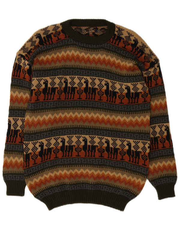 Vintage mænd med rund hals sweater medium flerfarvet Fair Isle