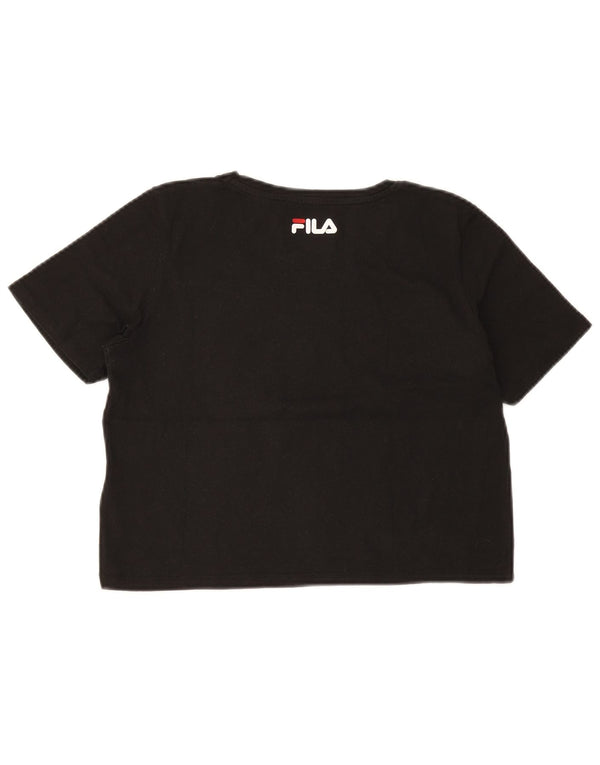 Tricou cu grafică Crop Fila pentru femei Top UK 10 Small Black Bumbac