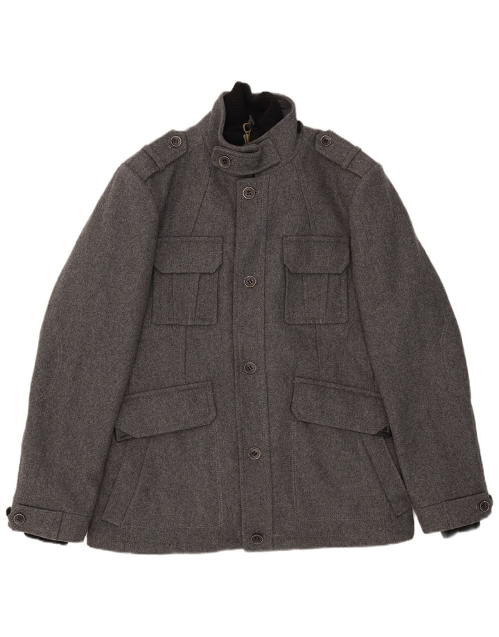 Ανδρικό στρατιωτικό μπουφάν Esprit UK 42 XL Γκρι μαλλί