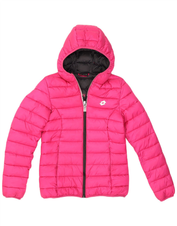 Lotto Womens Hooded Padded Jacket UK 10 Small Pink Polyester