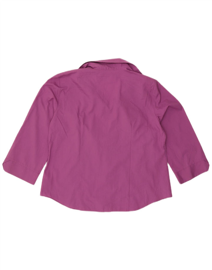 Marks & Spencer Womens 3/4 Sleeve Shirt UK 18 XL Purple Polyester