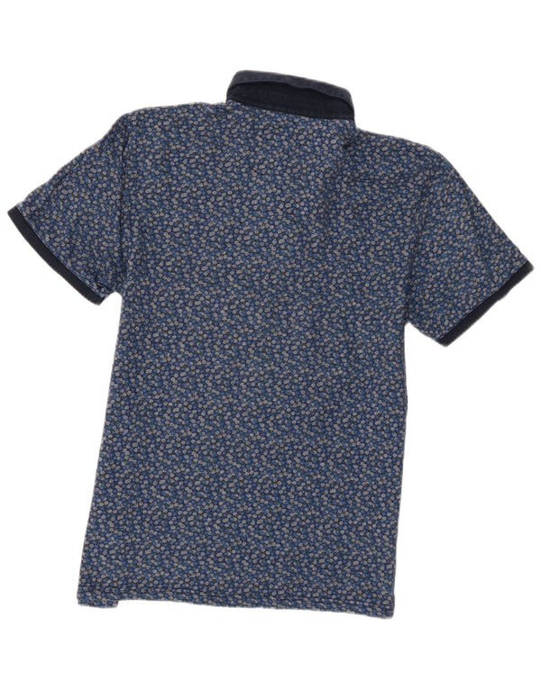 Ted Baker Polo para hombre talla 4 grande algodón floral azul
