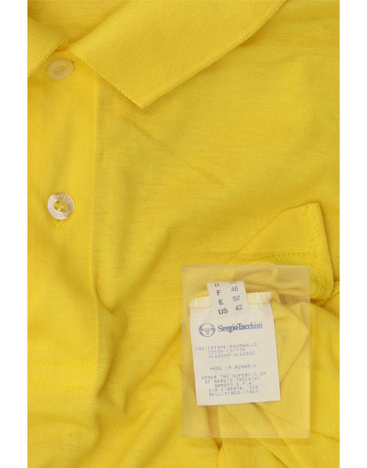 SERGIO TACCHINI Mens Polo Shirt IT 52 Large Yellow Cotton