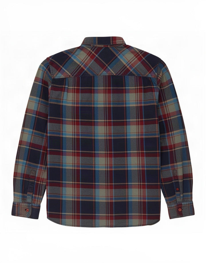 White Stuff Mens Flannel Shirt Medium Navy Blue Plaid Cotton