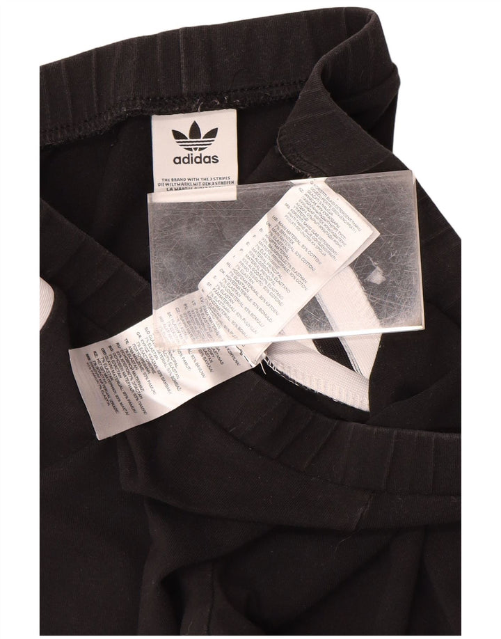 ADIDAS Womens Graphic Leggings UK 12 Medium  Black Cotton
