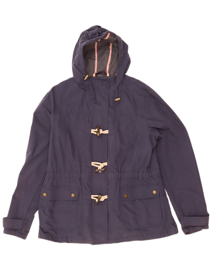 Fat Face Womens Hooded Duffle Jacket UK 16 Large  Navy Blue Cotton