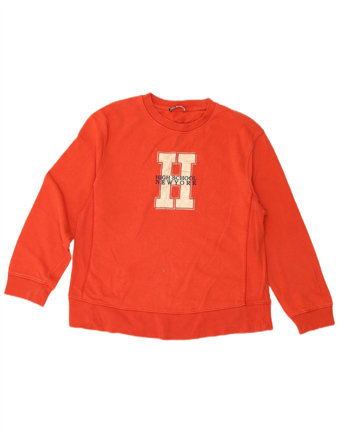 Zara Womens Graphic Sweatshirt Jumper UK 14 Medium Red Cotton