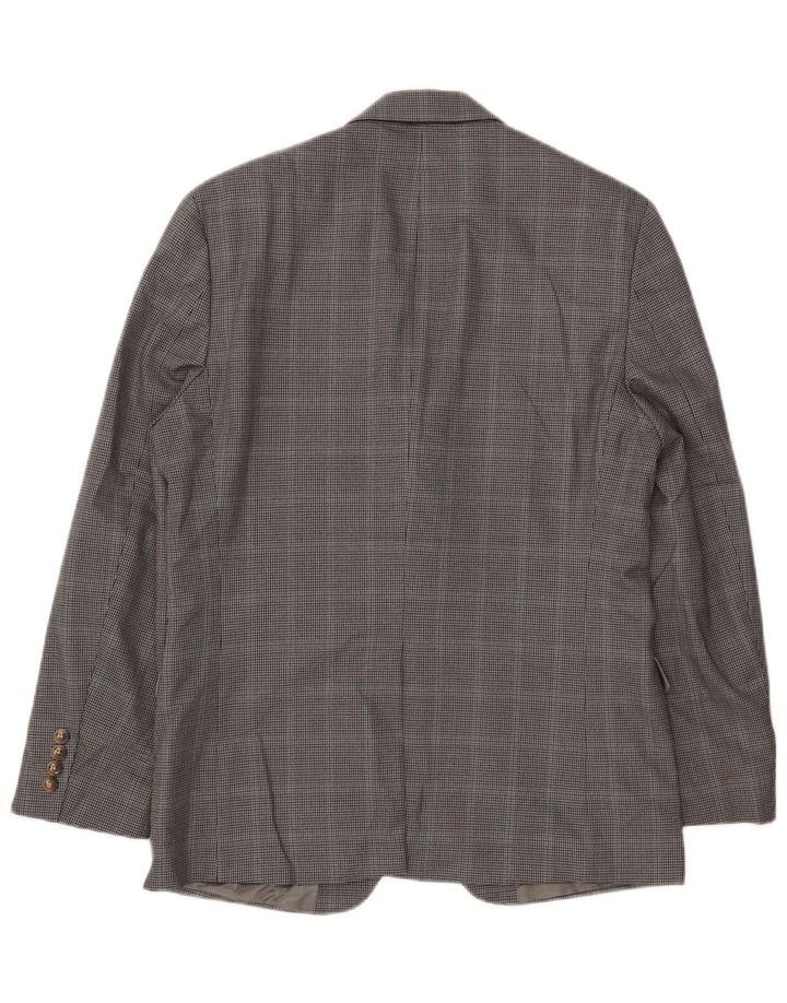 CHAPS Mens 2 Button Blazer Jacket UK 38 Medium Grey Houndstooth Polyester