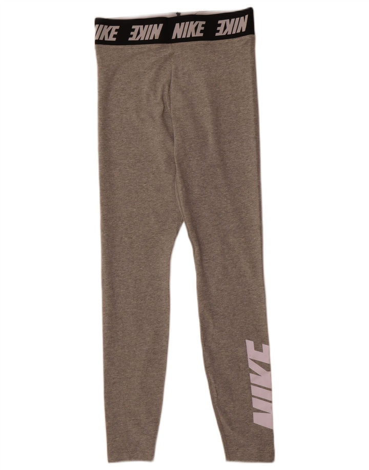 Nike Dame Grafiske Leggings UK 10 Small Grey Bomuld