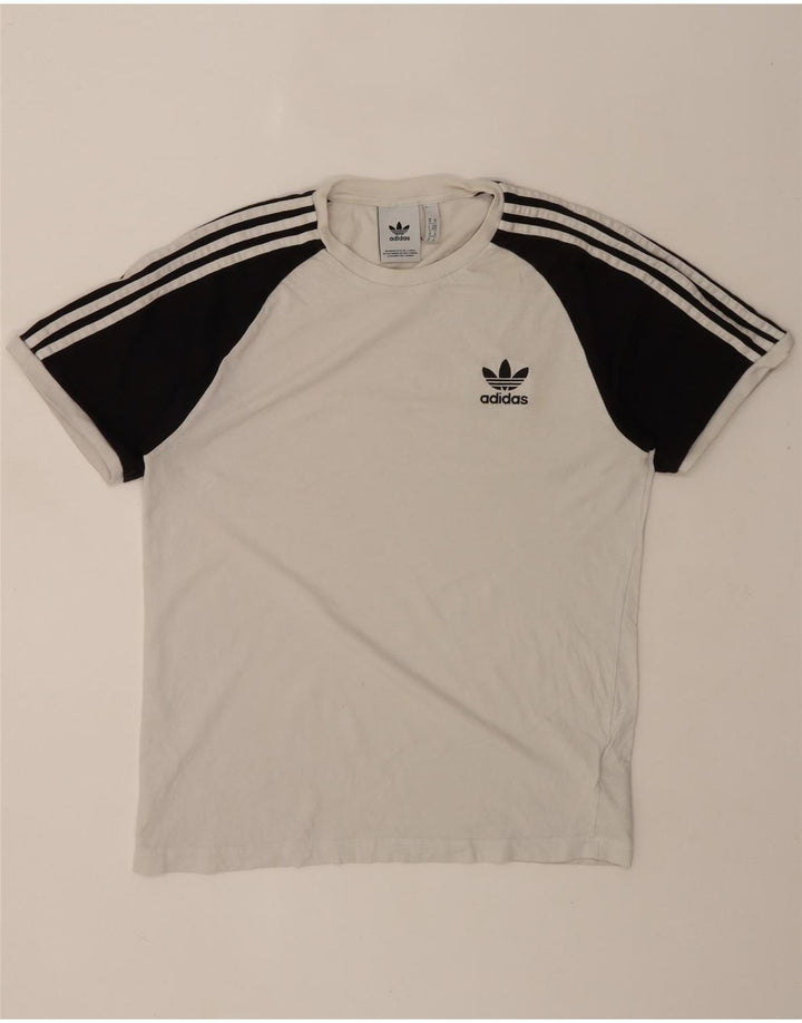 Adidas Herren T-Shirt Top Mittelweiß Colourblock Baumwolle