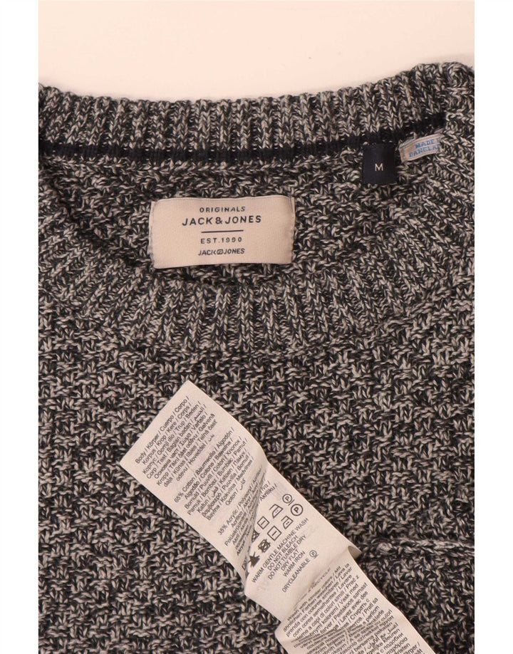 Jack & Jones Mens Crew Neck Jumper Sweater Medium Grey Flecked Cotton