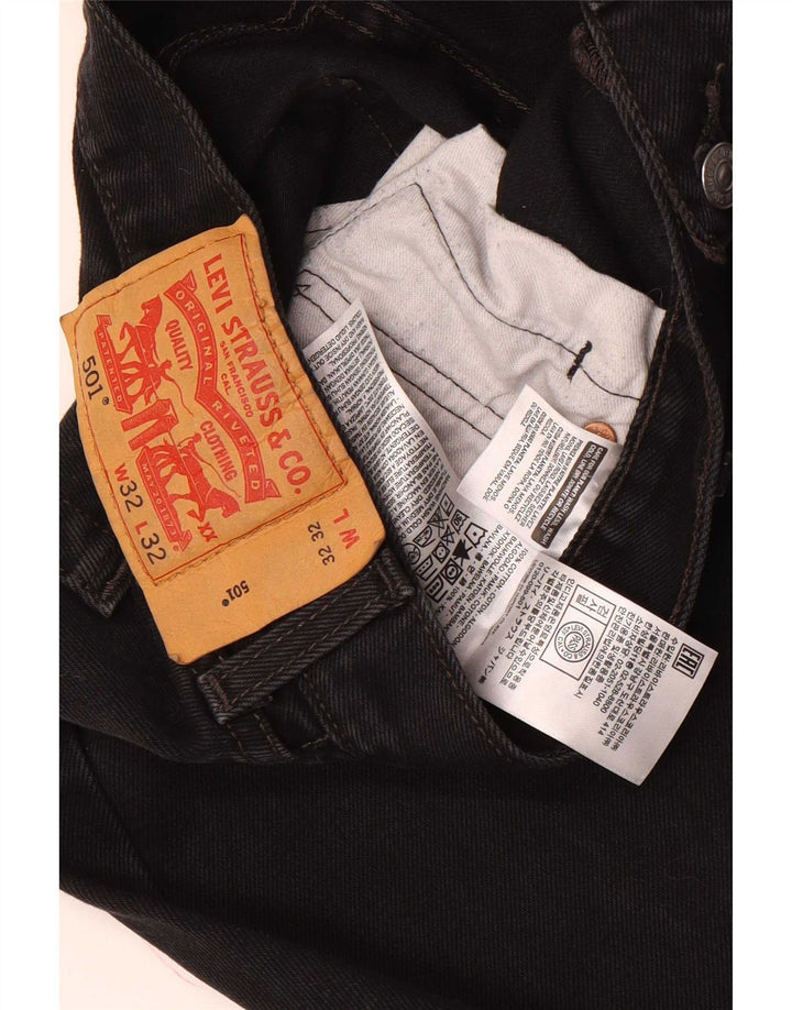 Levi's Mens 501 Straight Jeans W32 L32 Black Cotton